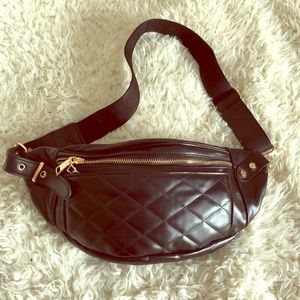 NWOT Black Faux Leather Quilted Bumbag Fanny Pack